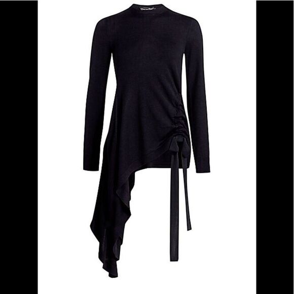Oscar de la Renta Asymmetric Virgin Wool Sweater